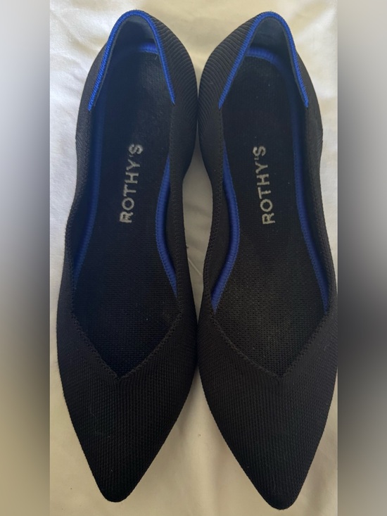Rothy's Shoes - Rothy's Pointed Toe Flats in Black with Blue Trim